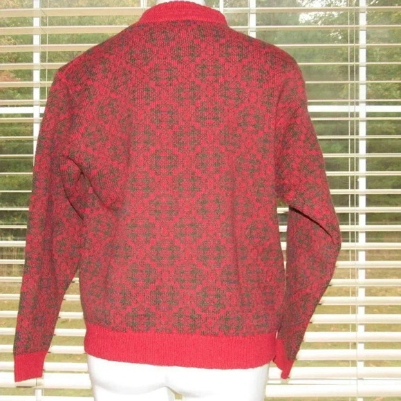 Vintage WOOLRICH Red Green Chunky Wool Blend Green Red Sweater Size  Large - Picture 2 of 4